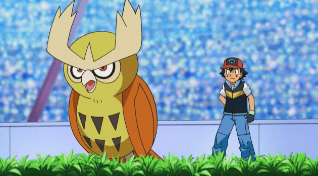 El brillante Noctowl de Ash 