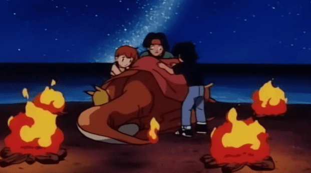 El equipo de Ash mantiene caliente a Charizard 